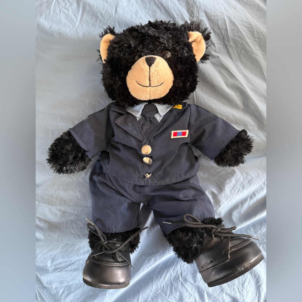 Build a Bear Black Dimples Teddy in Marines Outfit